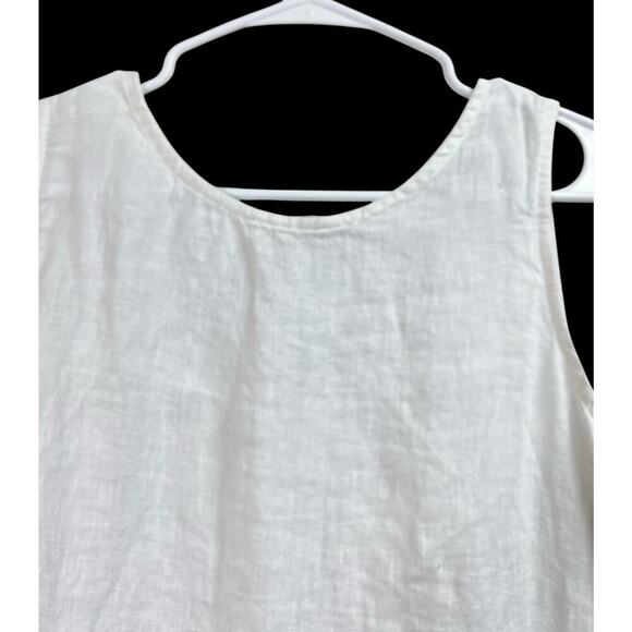 Terzo Millennio White Linen Eyelet Peplum Sleeveless Top Made in Italy Small - Picture 3 of 9